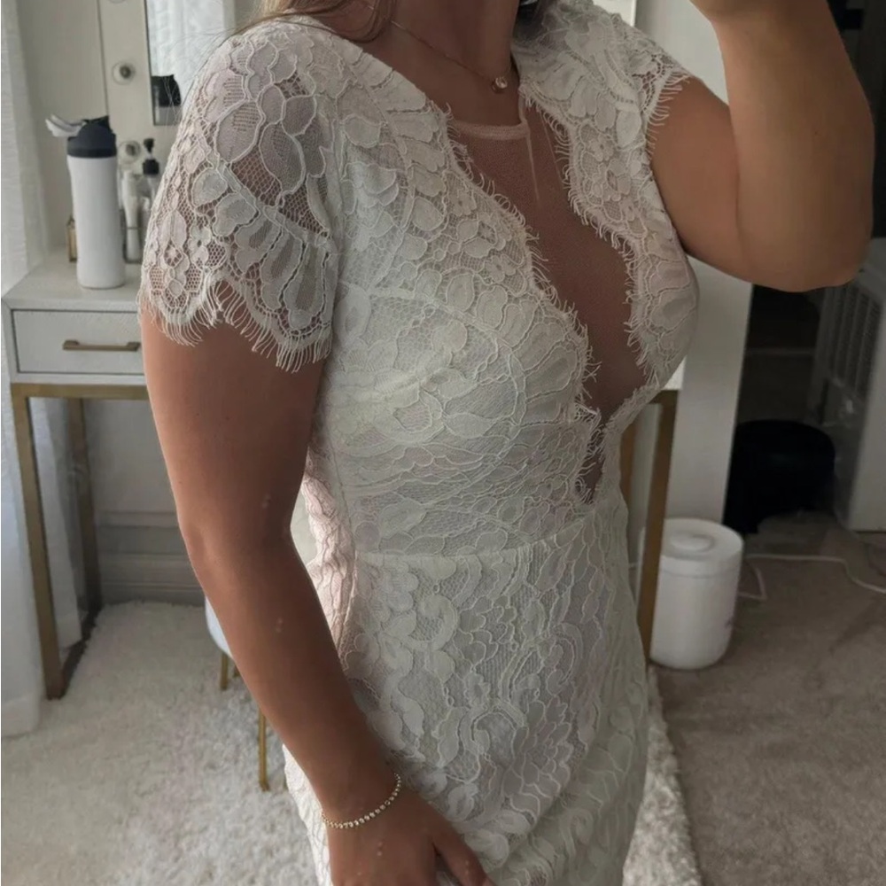 Zara Elegant White Lace Dress